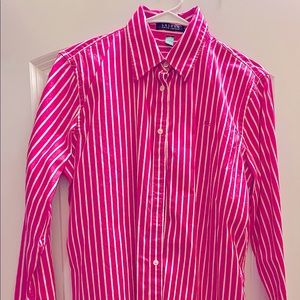 Ralph Lauren women long sleeve blouse size L. Fuchsia